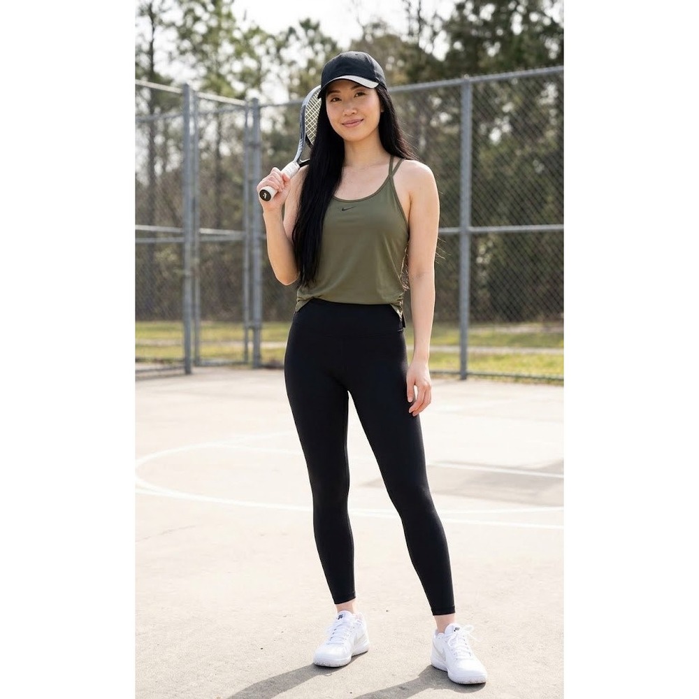 Nike Womens Olive Green Dri-FIT Racerback Tennis Training Tank Top